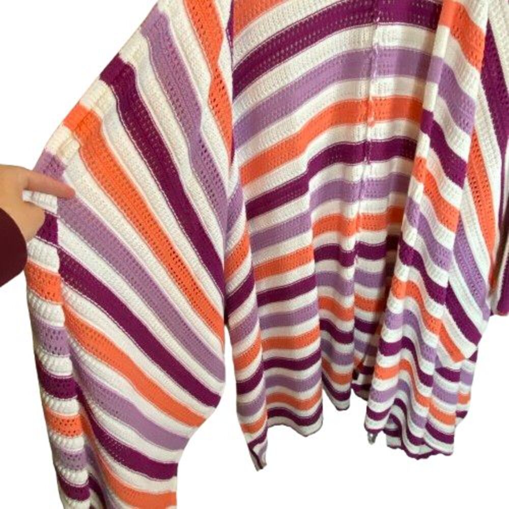 Talbots Purple and Orange Striped Poncho - Picture 7 of 16